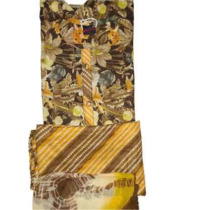 Printed Top, Printed Plazo, with Shawl - SET