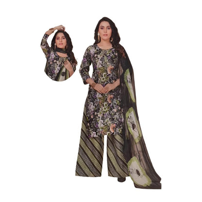 Printed Top, Printed Plazo, with Shawl - SET
