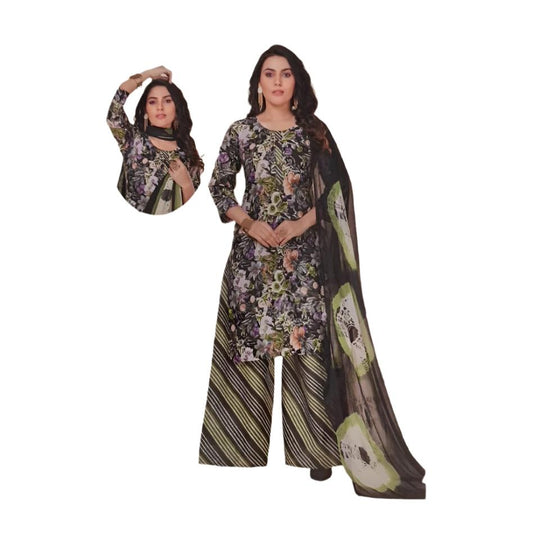 Printed Top, Printed Plazo, with Shawl - SET